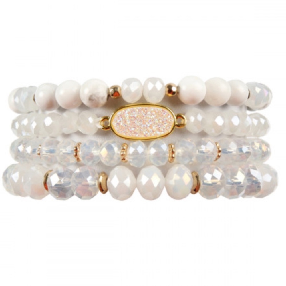 FREE SHIPPING 5 bracelets ⬇️⬇️DRUZY OVAL MIXED
BEADS BRACELET
SET - Picture 9 of 10